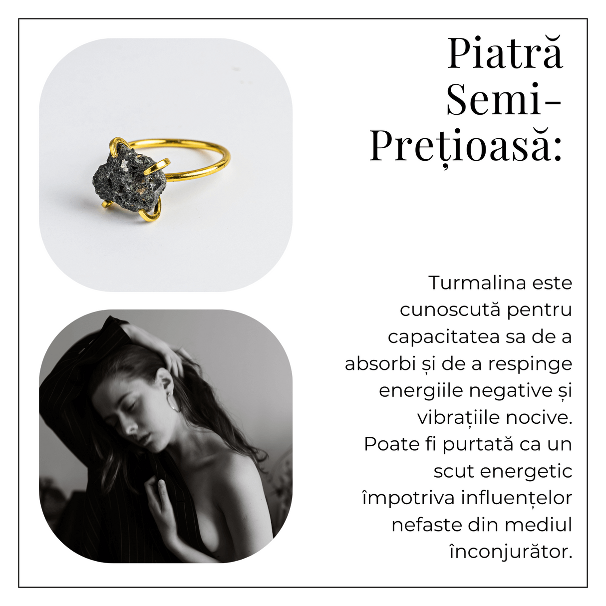 Scut energetic – Inel reglabil cu Turmalina Neagra pentru Protectie