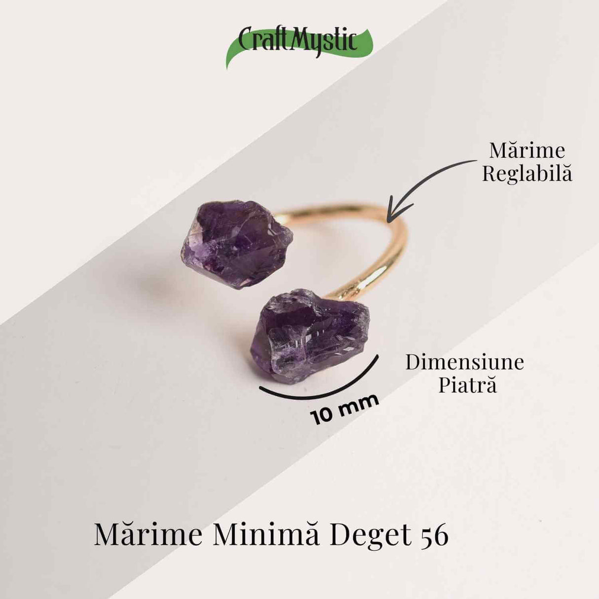 Inel reglabil cu dublu Ametist – Claritate mentala si echilibru spiritual