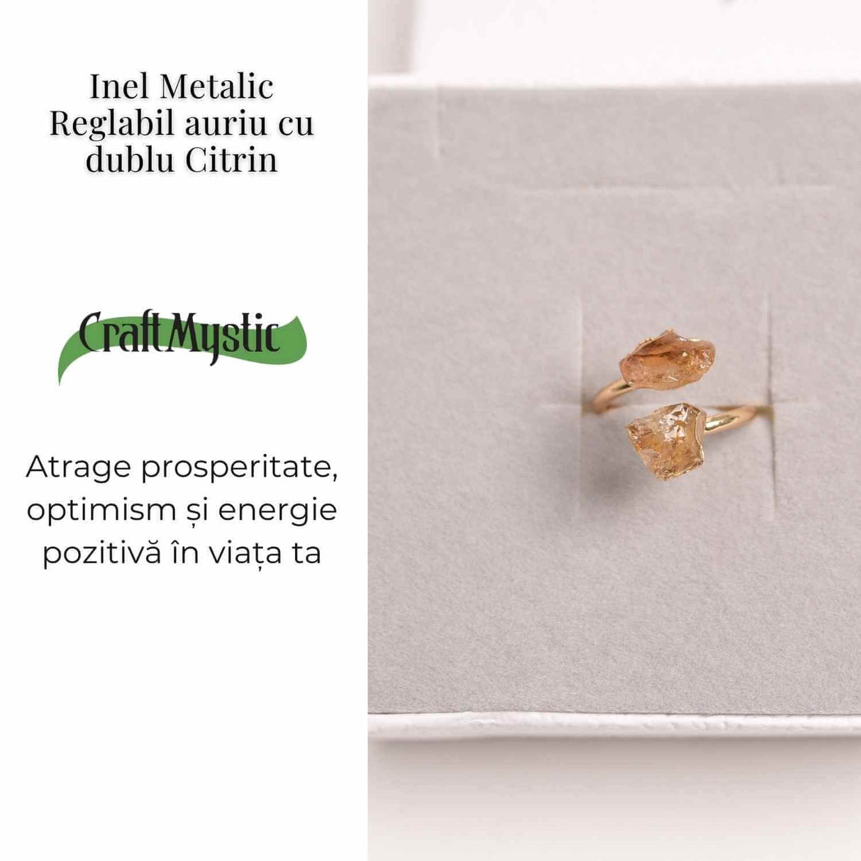 Inel reglabil cu dublu Citrin – Abundenta si energie pozitiva