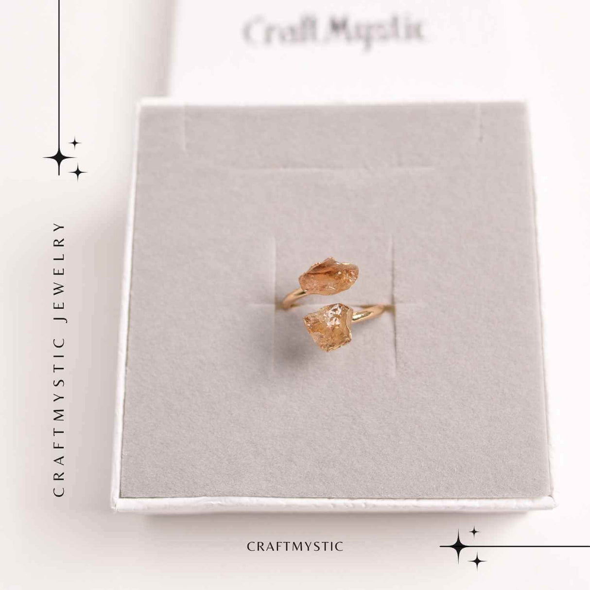 Inel reglabil cu dublu Citrin – Abundenta si energie pozitiva