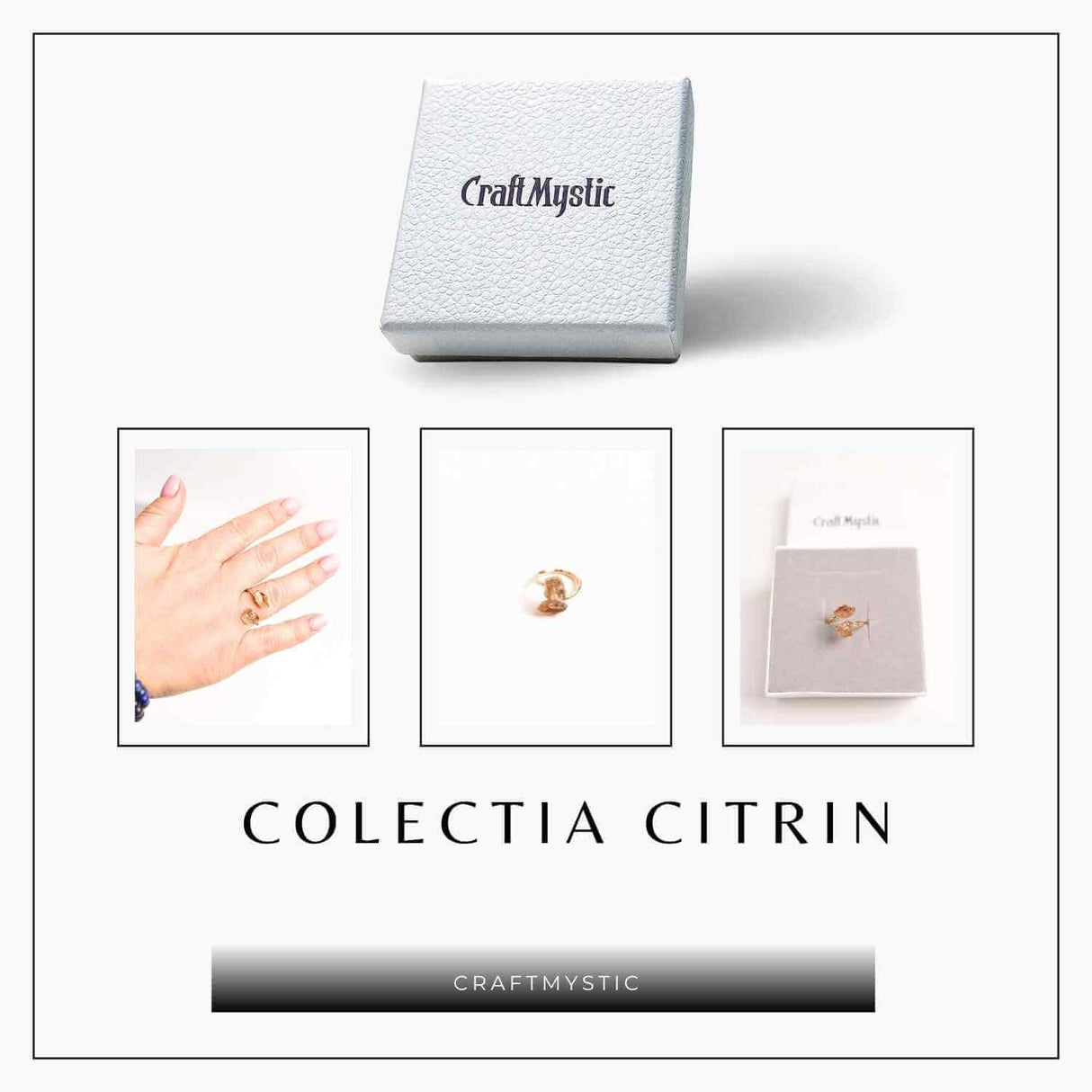 Inel reglabil cu dublu Citrin – Abundenta si energie pozitiva