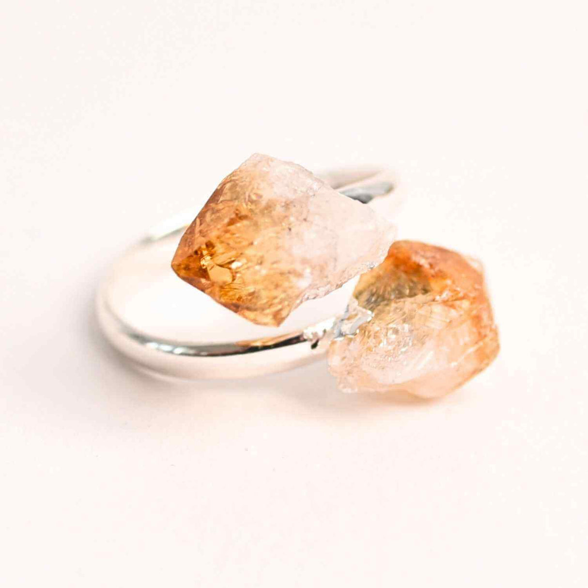 Inel Reglabil cu Dublu Citrin - Energie Pozitiva si Abundenta