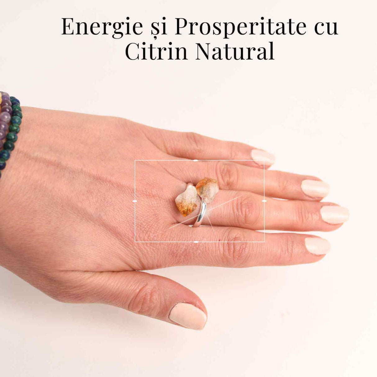 Inel Argintiu Reglabil cu Dublu Citrin