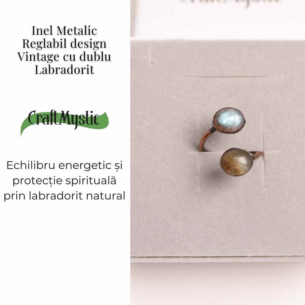 Inel reglabil cu dublu Labradorit – Protectie si echilibru energetic