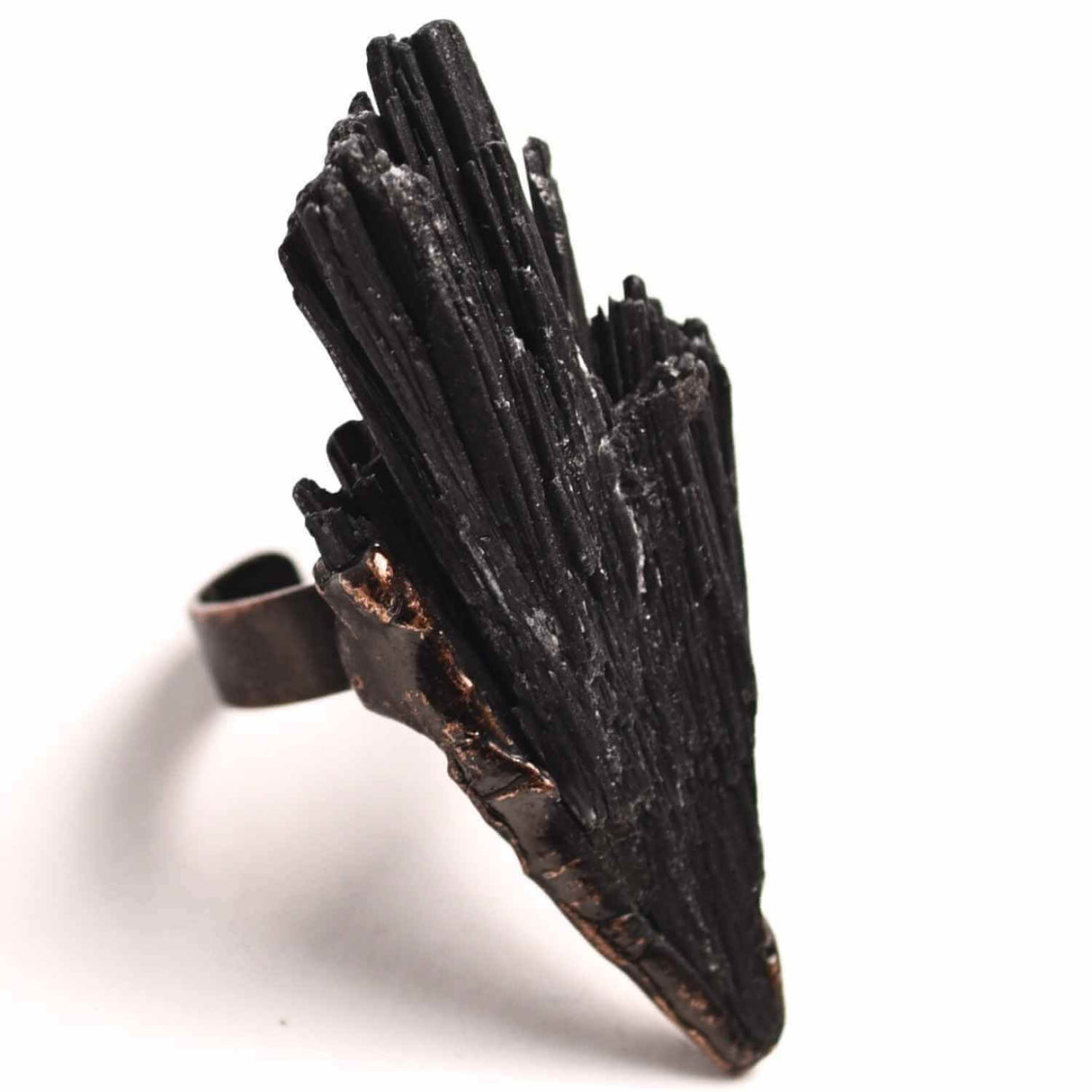 Inel Reglabil Vintage cu Turmalina Neagra aripa – Protectie si echilibru energetic