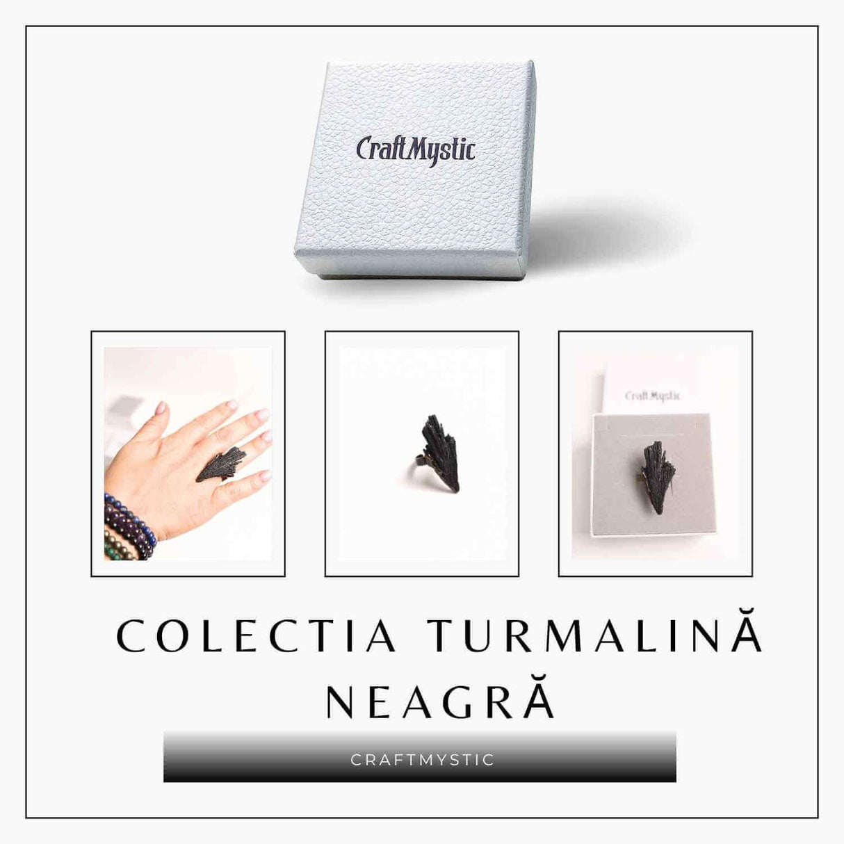 Inel Reglabil Vintage cu Turmalina Neagra aripa – Protectie si echilibru energetic