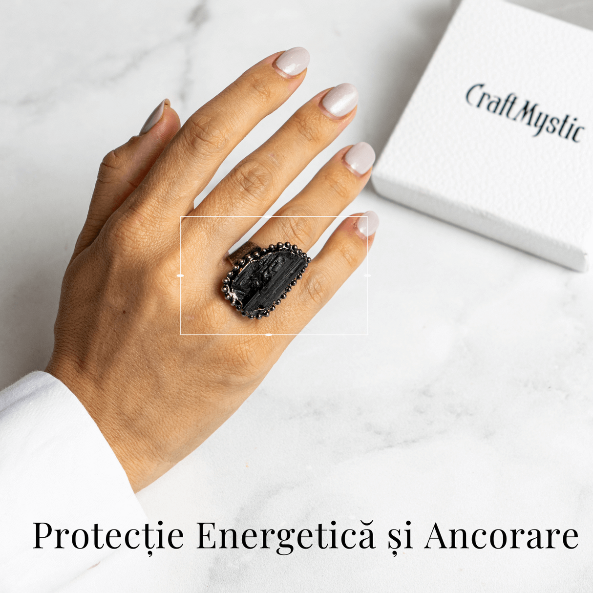 Inel Reglabil Vintage cu Turmalina Neagra – Protectie Energetica