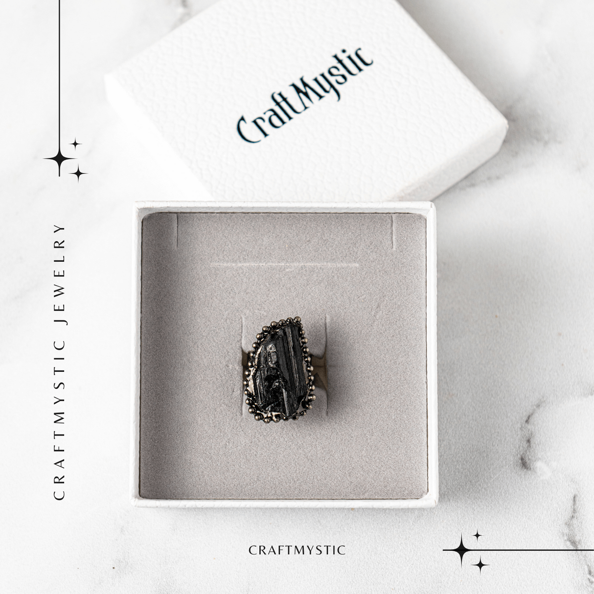 Inel Reglabil Vintage cu Turmalina Neagra – Protectie Energetica