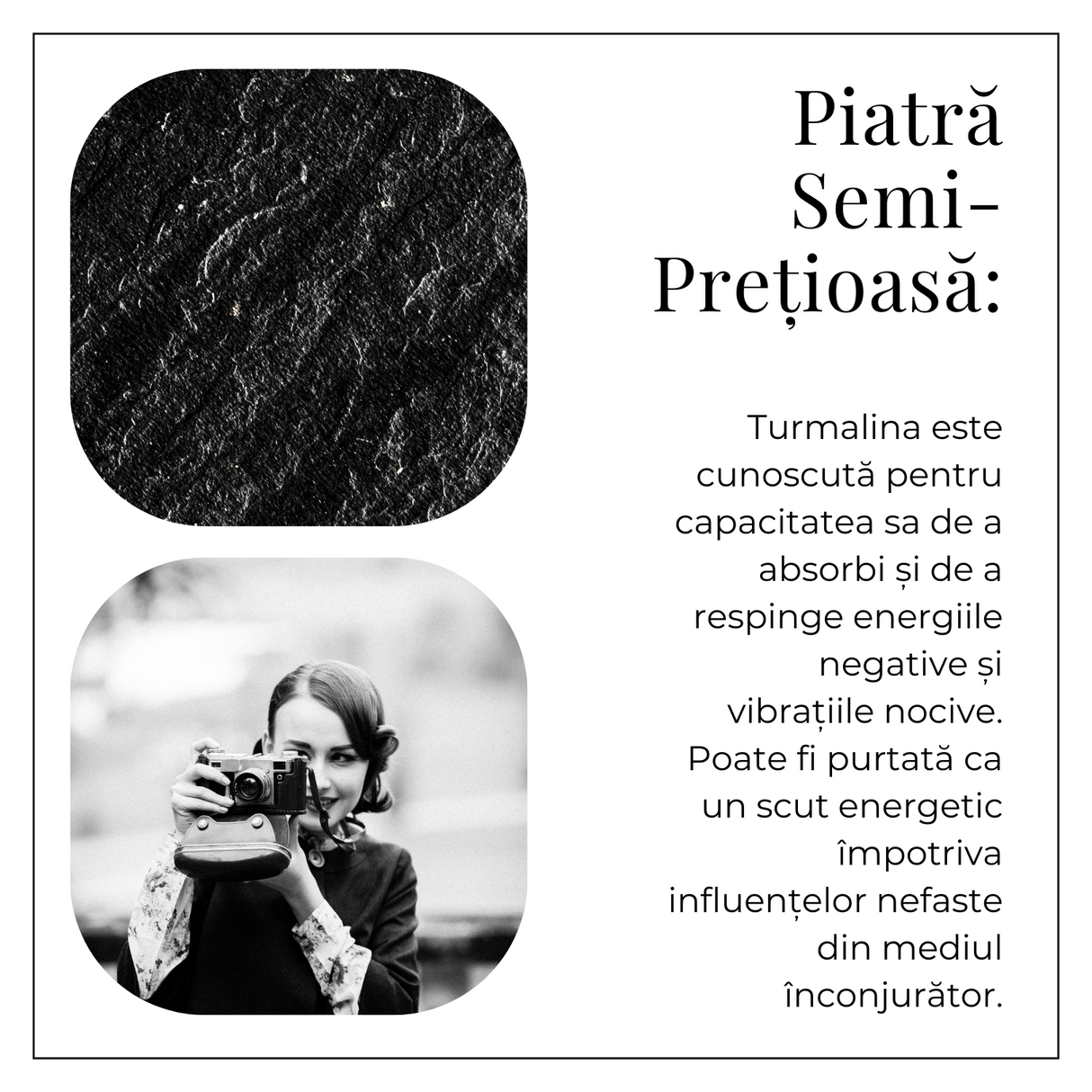 Inel Reglabil Vintage cu Turmalina Neagra – Protectie Energetica