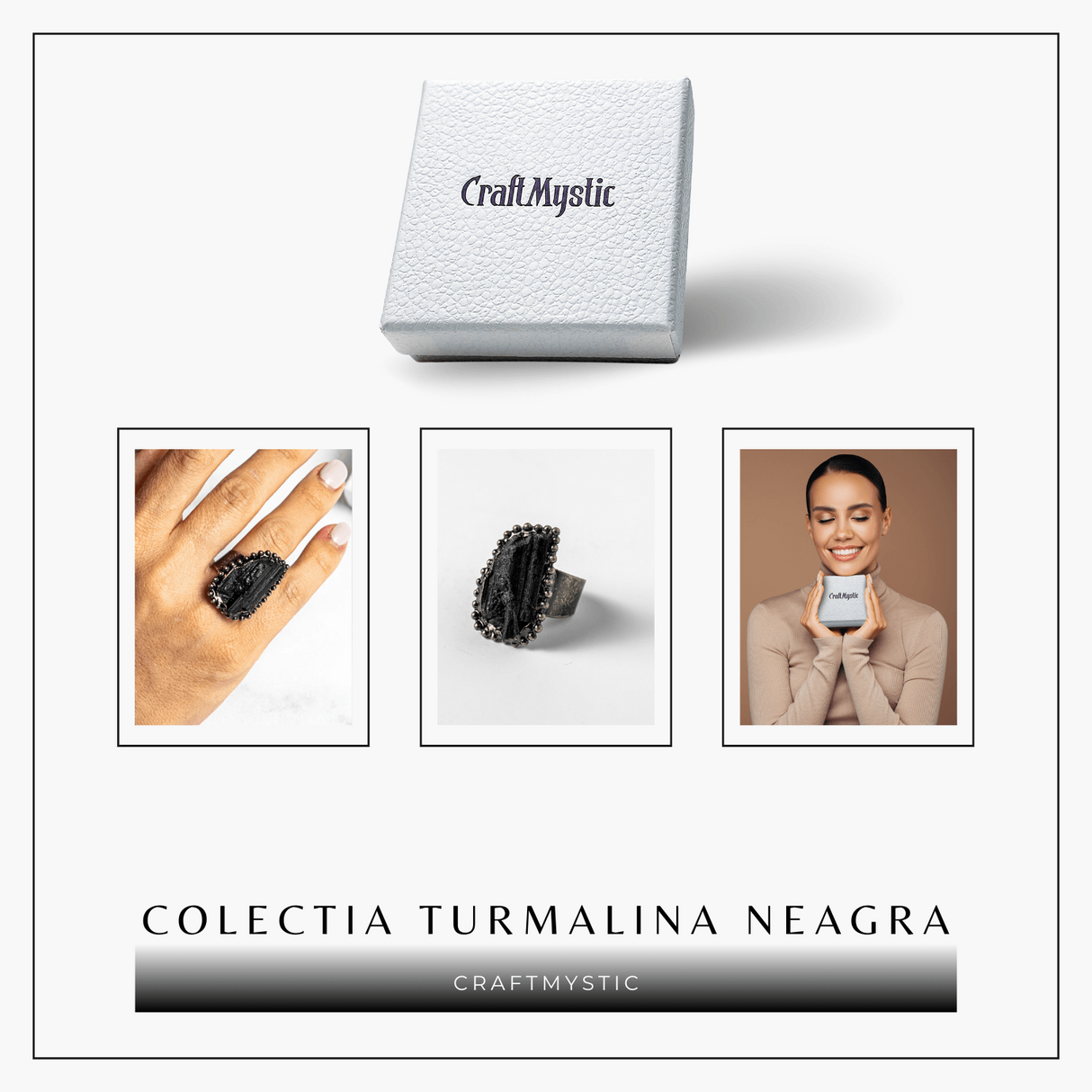 Inel Reglabil Vintage cu Turmalina Neagra – Protectie Energetica