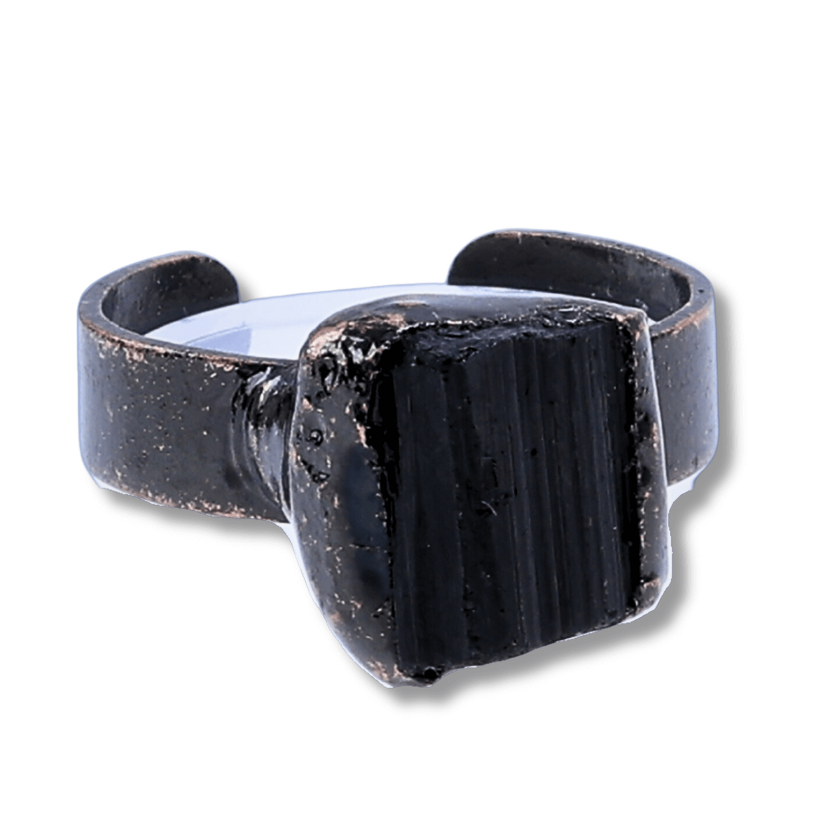 Inel vintage ajustabil cu Turmalina Neagra, pentru protectie si echilibru energetic