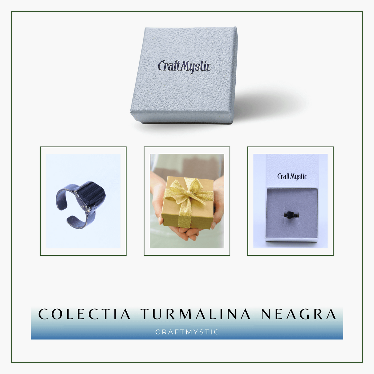 Inel vintage ajustabil cu Turmalina Neagra, pentru protectie si echilibru energetic