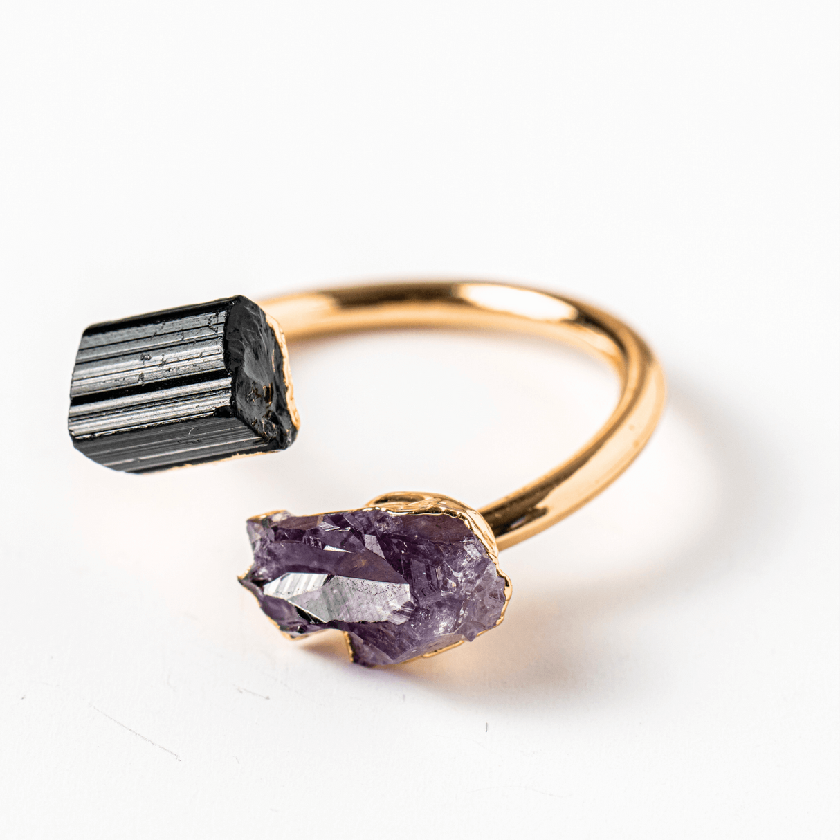 Inel reglabil cu Ametist si Turmalina – Echilibru si Energie Pozitiva