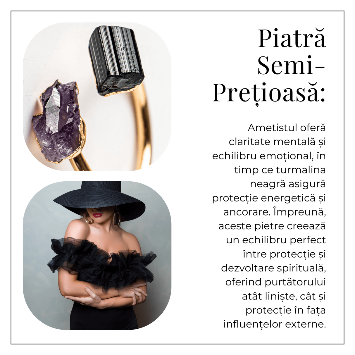 Inel reglabil cu Ametist si Turmalina – Echilibru si Energie Pozitiva