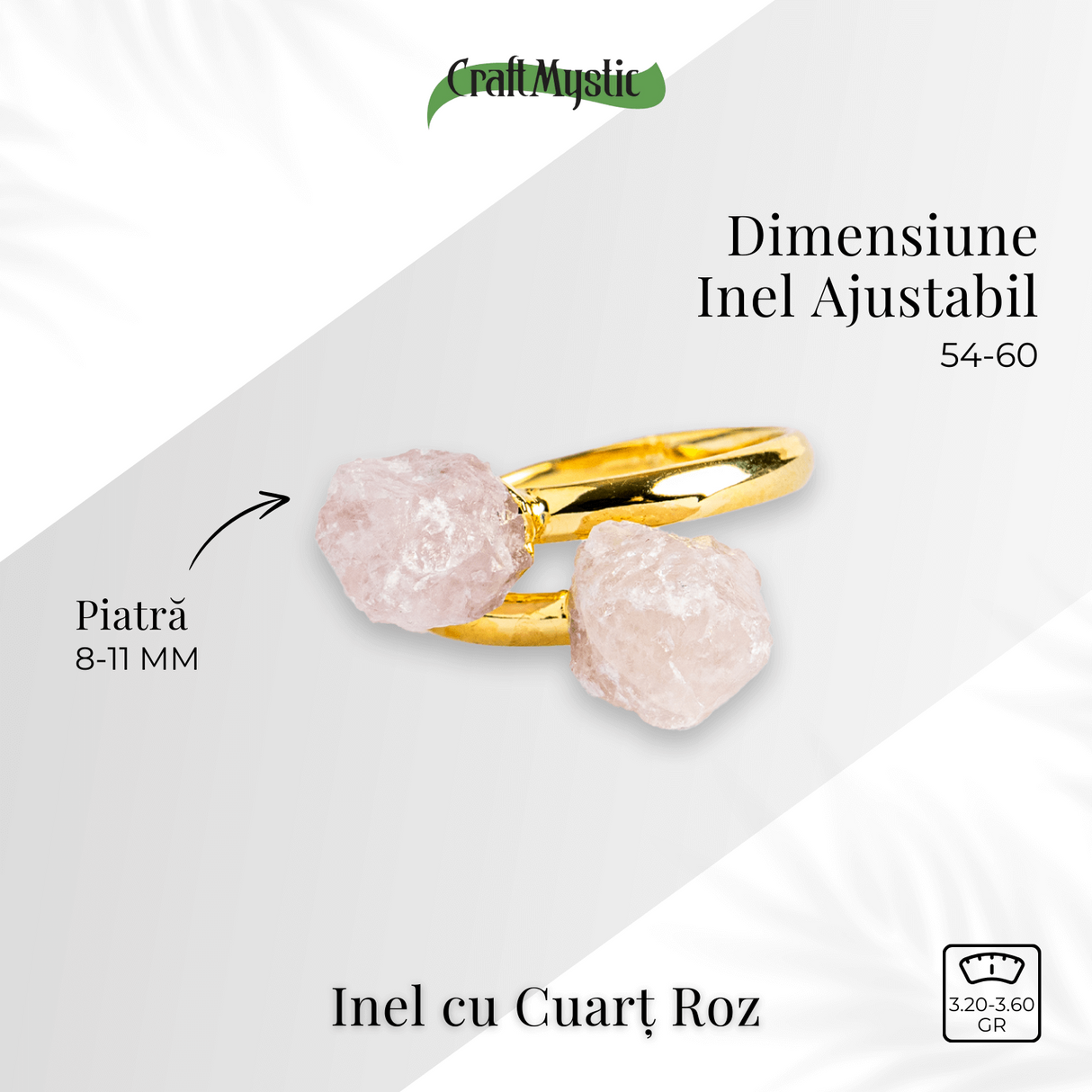 Inelul iubirii – Dublu Cuart roz natural pentru armonie si echilibru emotional