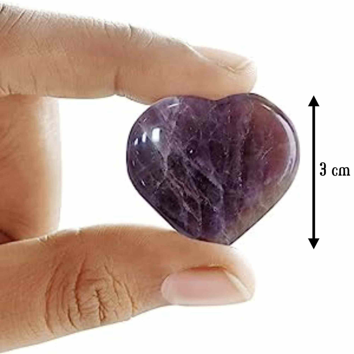 Inimioara din cristal Ametist 3 cm si saculet satin inclus