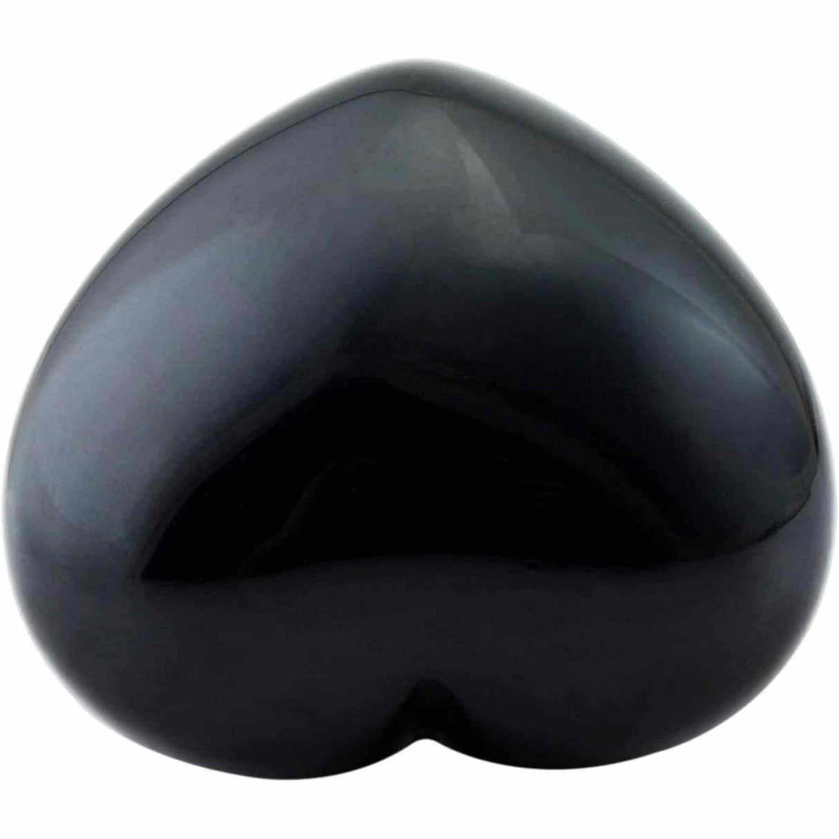 Inimioara cristal Obsidian Negru 4 cm si saculet satin inclus