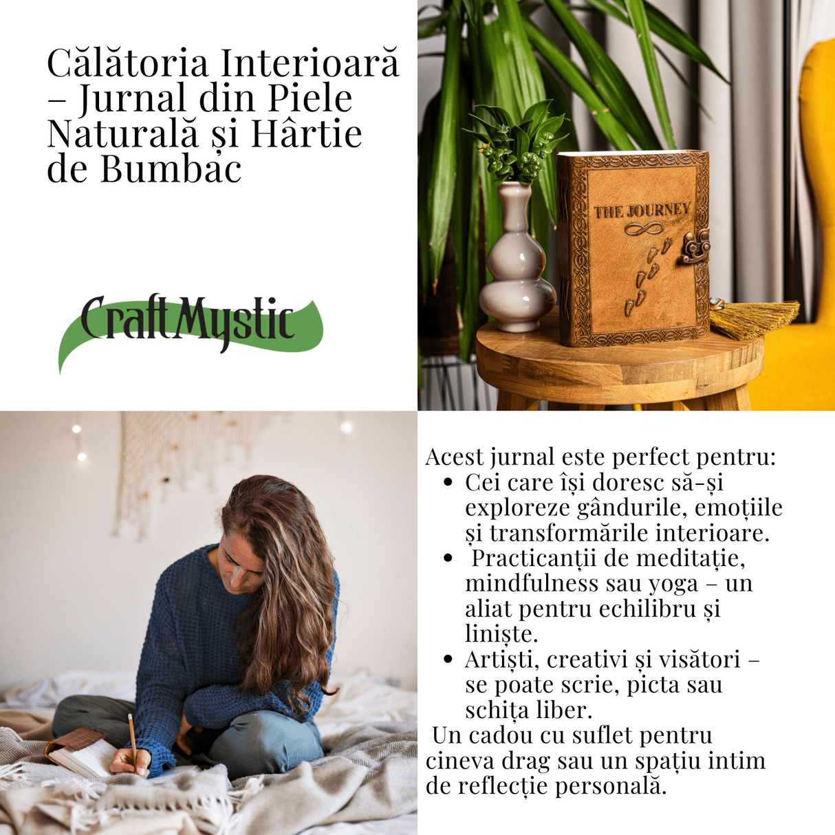 Calatoria Interioara – Jurnal din Piele Naturala si Hartie de Bumbac