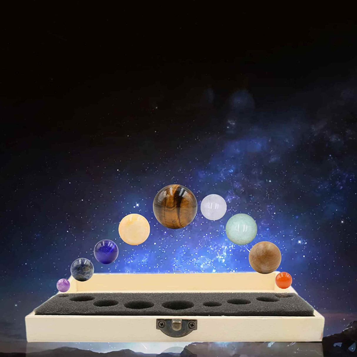 Set 9 planete in Sistemul Solar din pietre semipretioase – univers, stiinta, astrologie, meditatie
