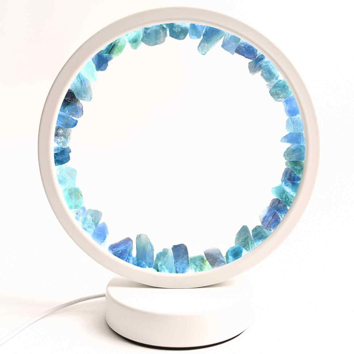 Lampa de noapte rotunda cu cristale fluorit – Echilibru si calm pentru orice camera