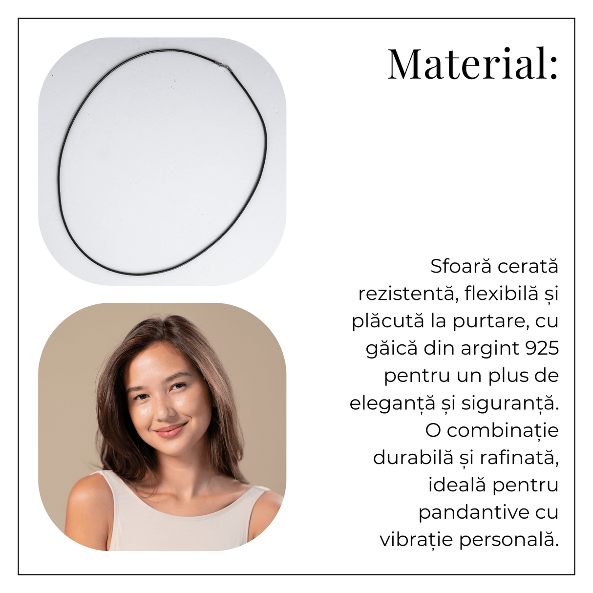 Lant din Sfoara Cerata cu Inchidere din Argint 925 pentru Pandantive