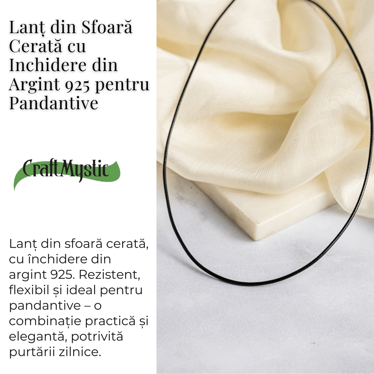 Lant din Sfoara Cerata cu Inchidere din Argint 925 pentru Pandantive