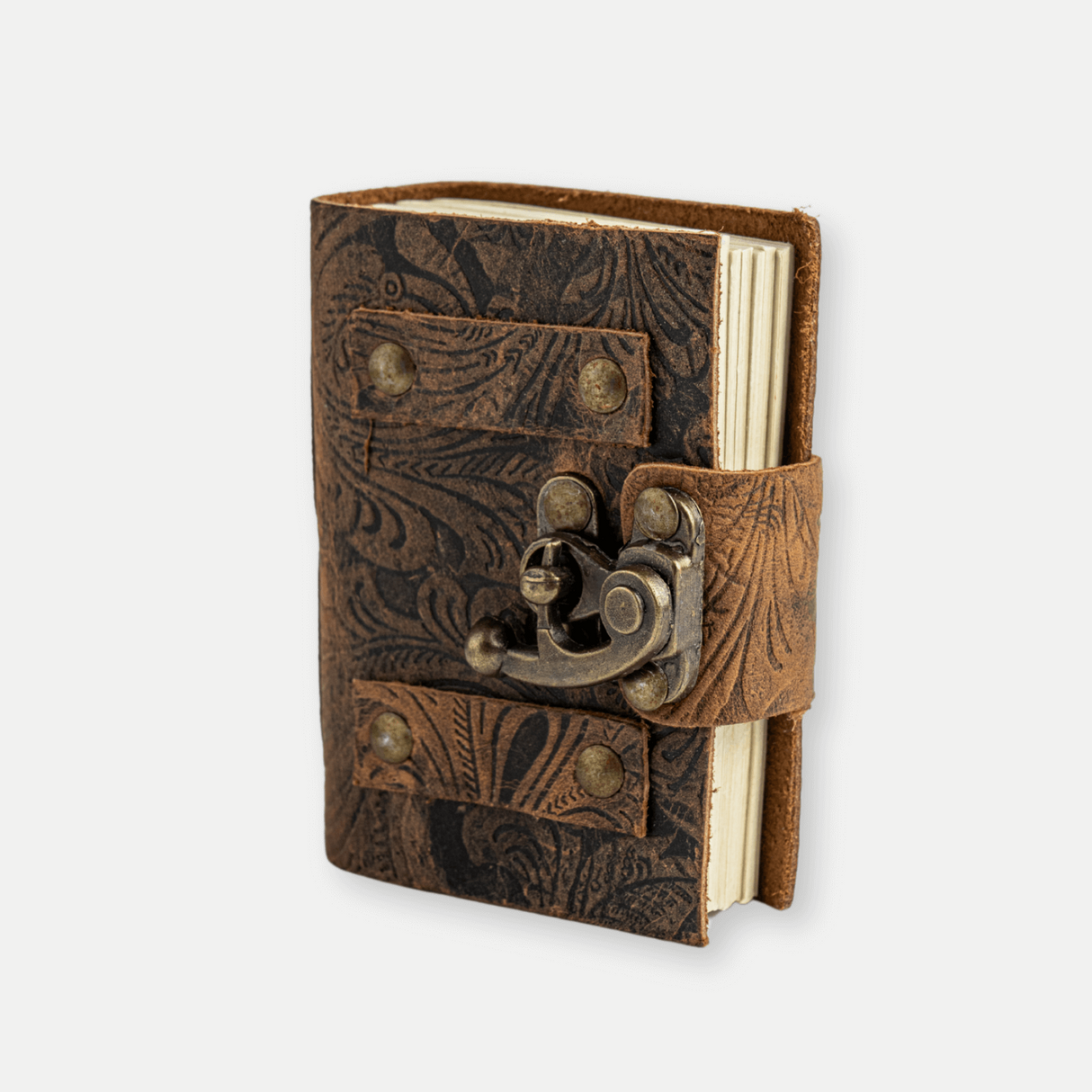 Mini Jurnal vintage din piele cu incuietoarea de epoca – Intimitate si stil retro