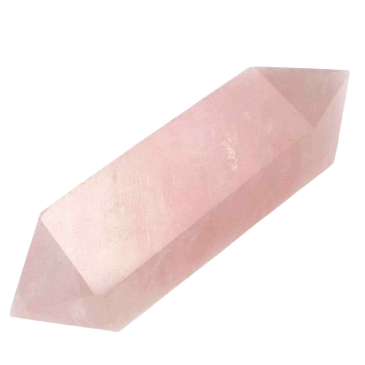 Turn Hexagonal Dublu Varf din Cuart Roz inaltime de 7-9 cm - Cristalul iubirii neconditionate si al pacii infinite