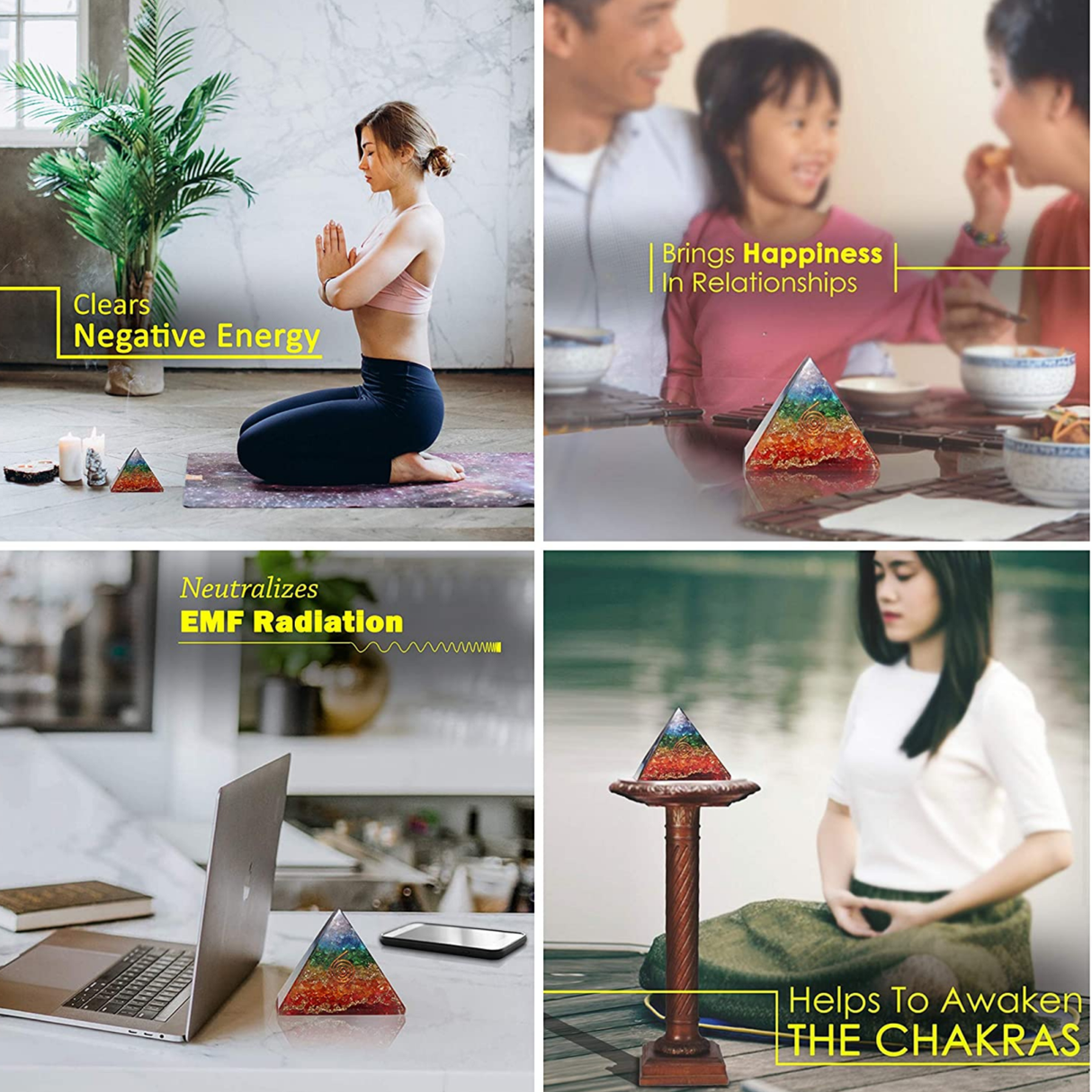 Piramida Orgonica cu 7 chakre - Generator de energie pozitiva, meditatie si echilibru spiritual