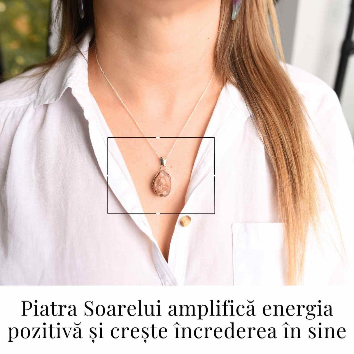 Colier Argint 925 cu Piatra Soarelui Brut - Energie Pozitiva