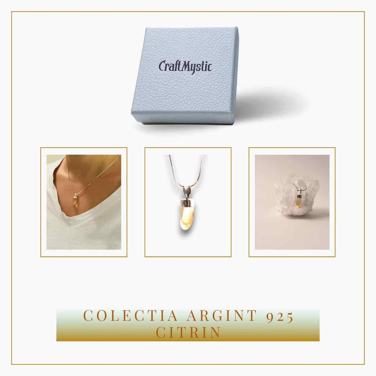 Pandantiv Argint cu Citrin - Energia si Stralucirea Naturii, 24mm