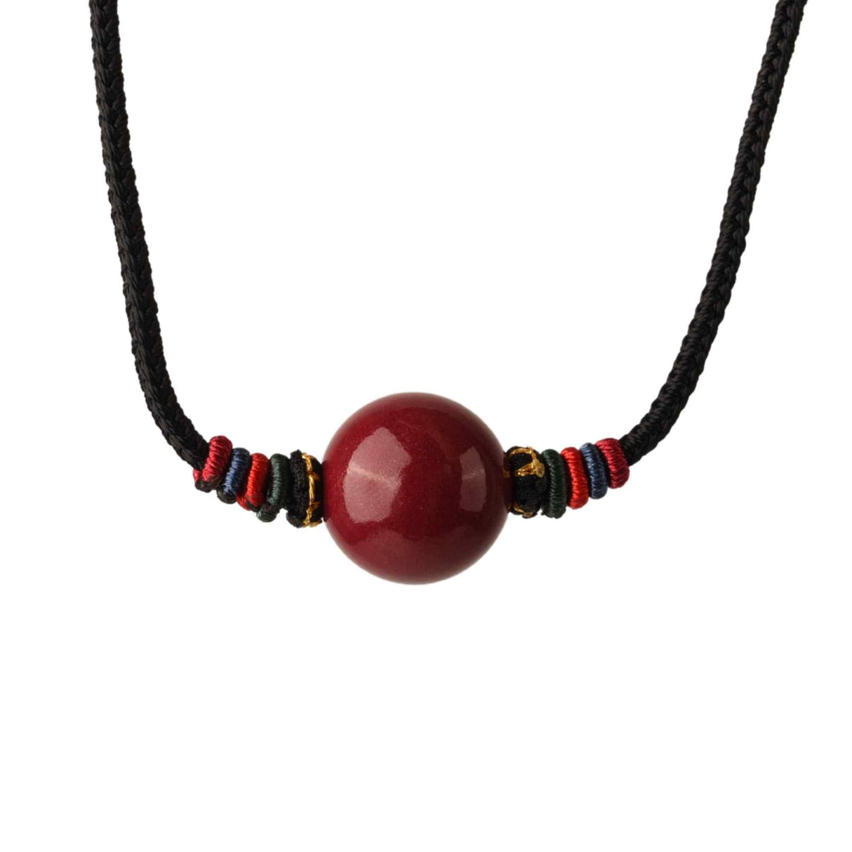 Colier cu pandantiv 16mm din cinabru natural - Amuleta de vindecare spirituala impotriva chakrei rele, pandantiv reglabil