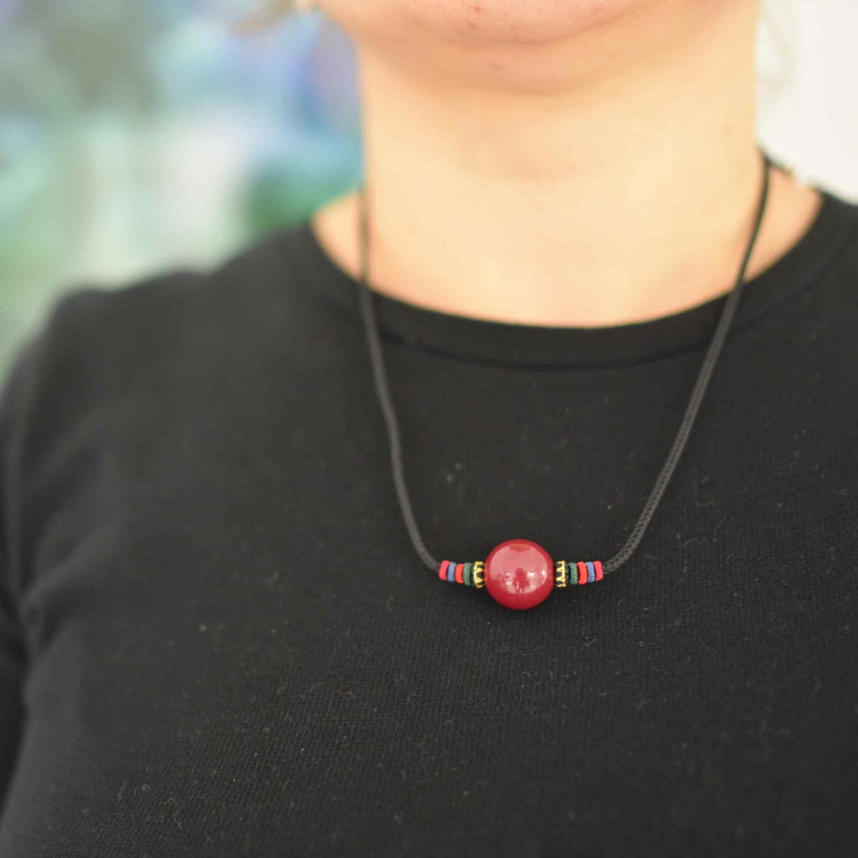 Colier cu pandantiv 16mm din cinabru natural