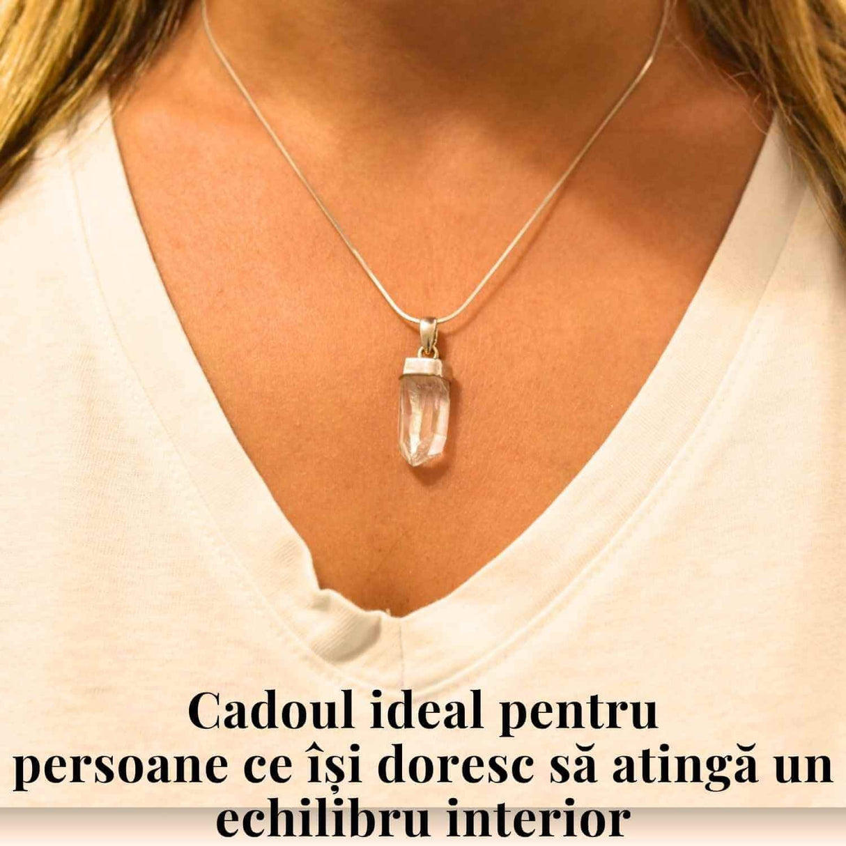 Colier argint 925 cu varf cuart lemurian natural, unic si energizant