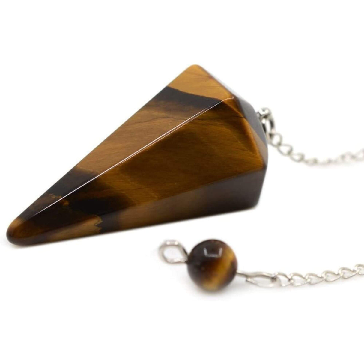 Pendul cu varf hexagonal din piatra naturala semipretioasa ochi de tigru