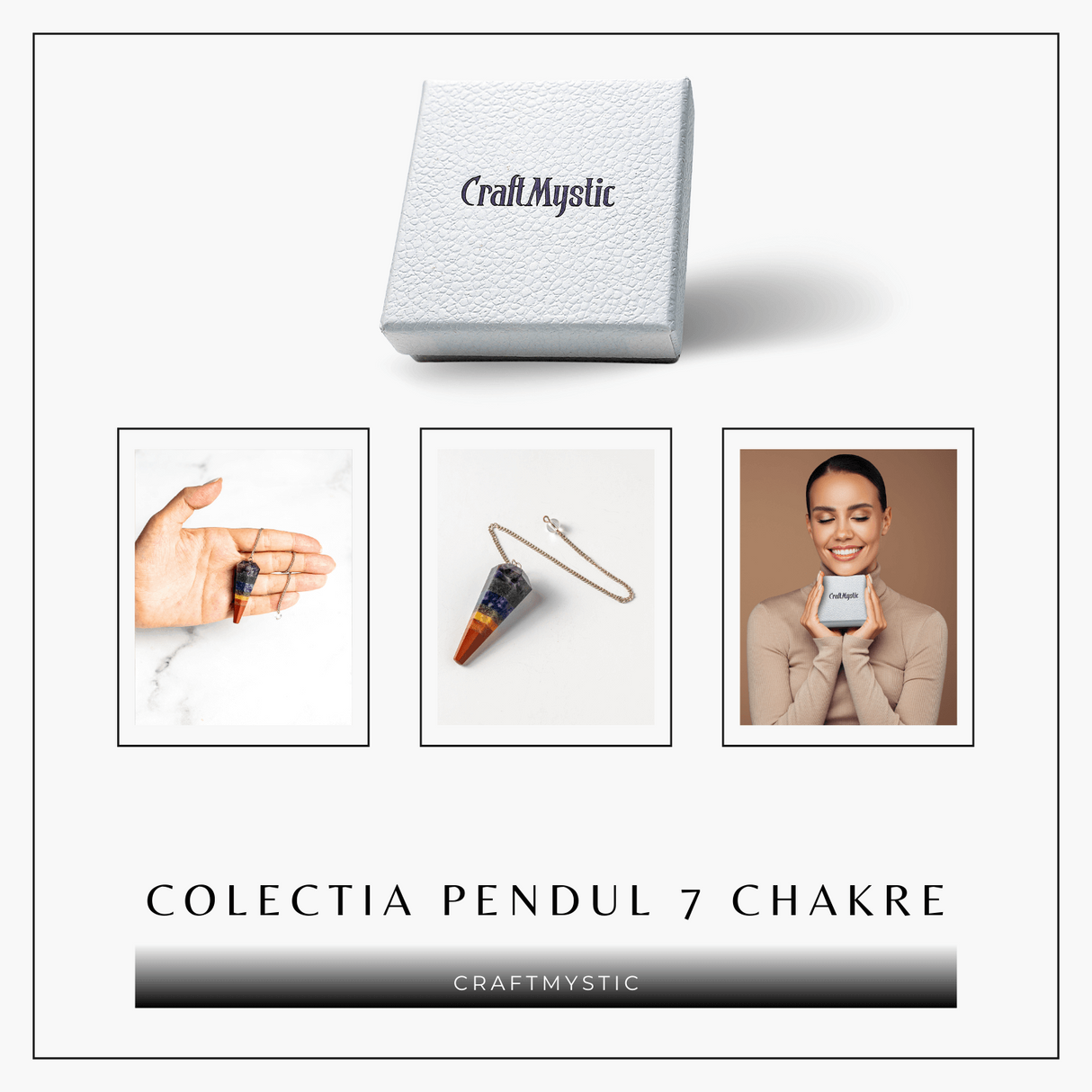 Pendul de Radiestezie cu Pietre 7 Chakre – Echilibru Energetic si Claritate
