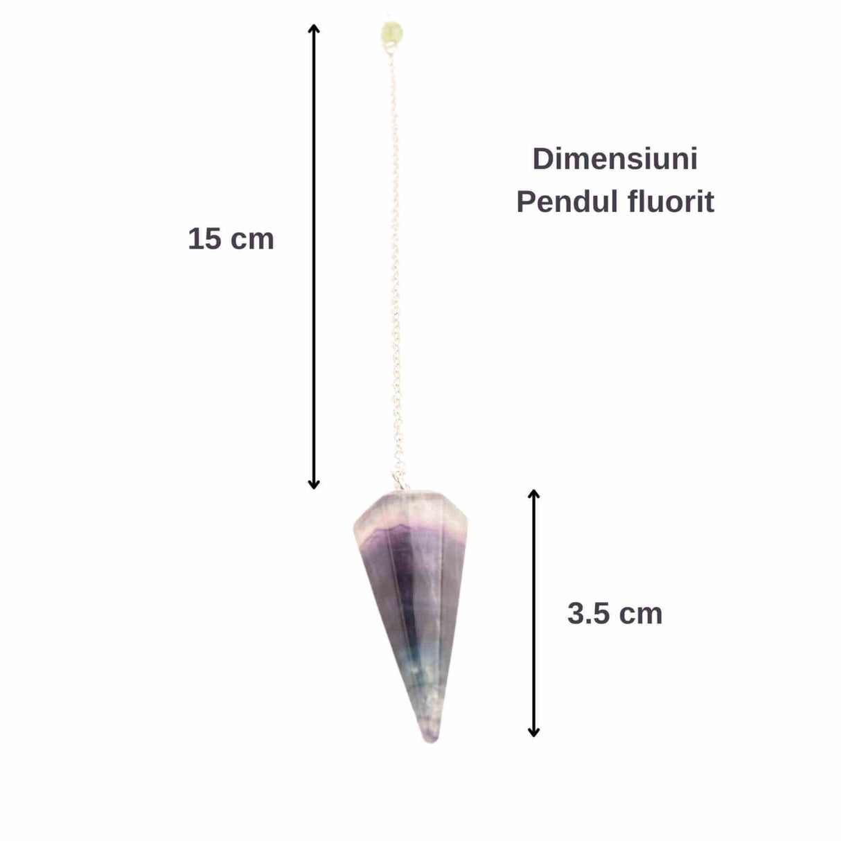 Pendul radiestezie Fluorit violet si saculet satin de catifea