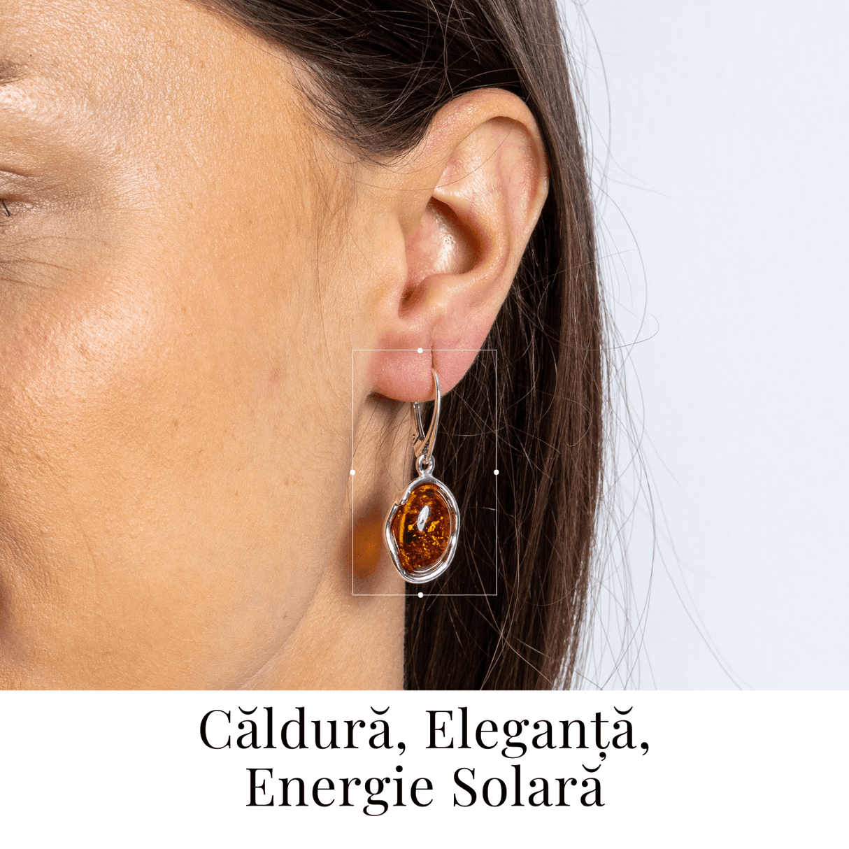 Piatra soarelui la urechea ta – Bijuterie Cercei cu vibe cald si elegant din chihlimbar si argint 925