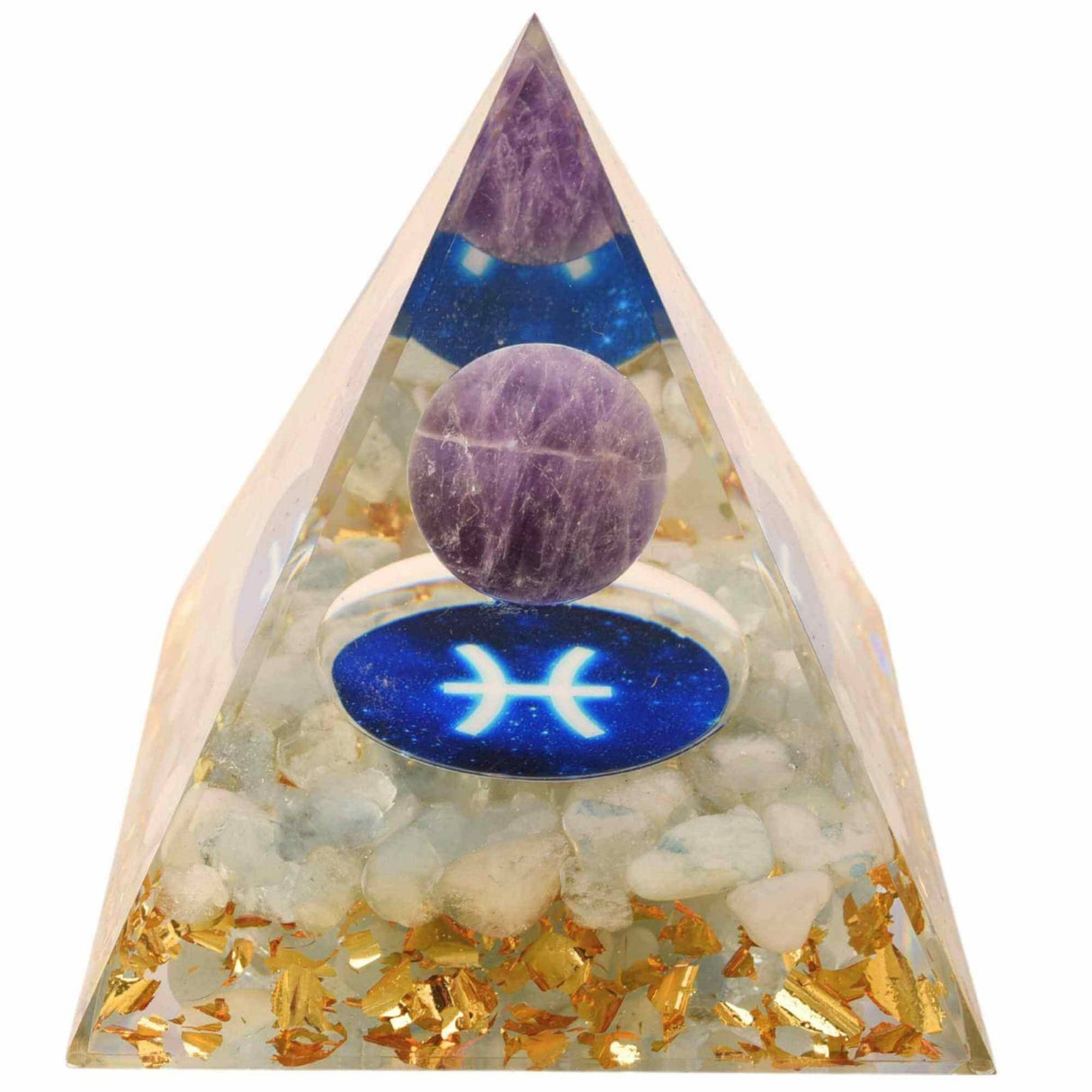 Piramida de Energie Orgonica cu Cristale de Vindecare specifice a Zodiilor pentru Relaxare, Meditatie si Ornament