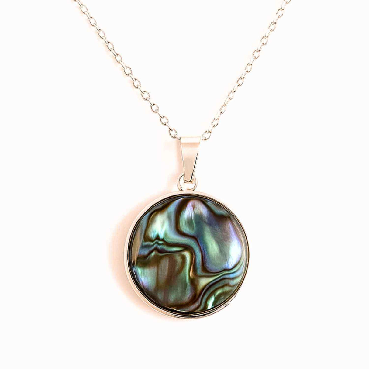 Armonie Interioara si Energie Oceanica – Colier Rotund cu Scoica Abalone si Argint 925