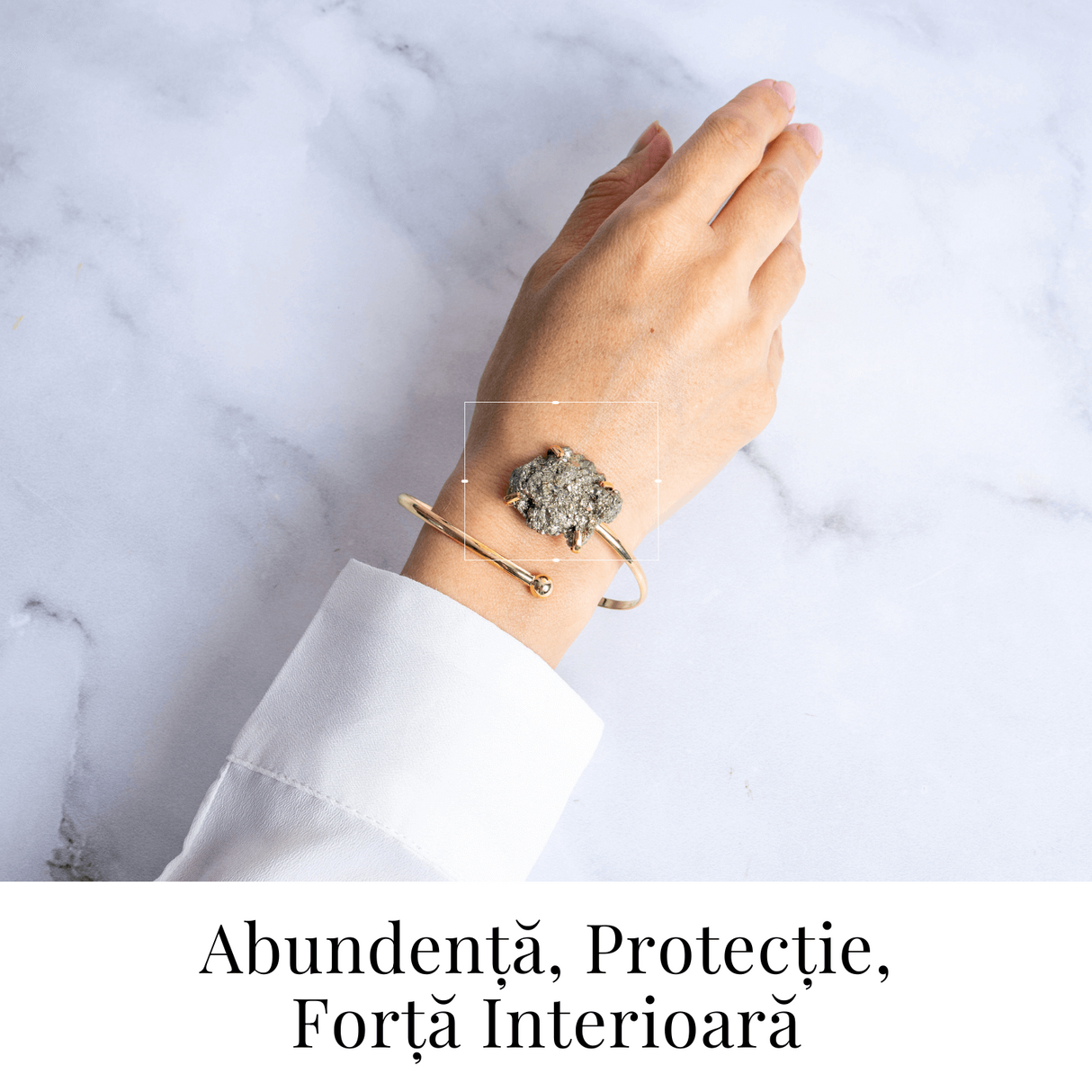 Magnet pentru bani si energie – Bratara aurie cu piatra de pirita