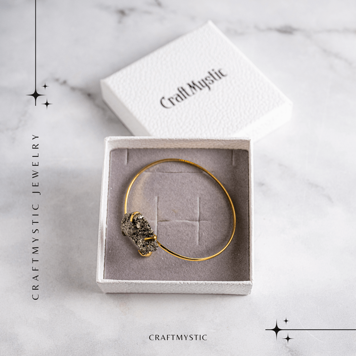 Magnet pentru bani si energie – Bratara aurie cu piatra de pirita