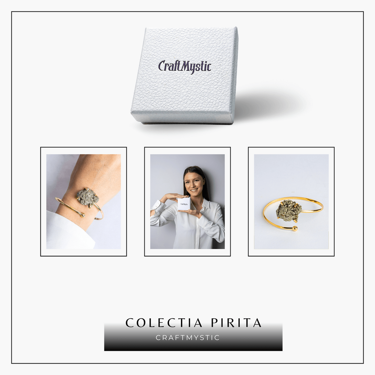 Magnet pentru bani si energie – Bratara aurie cu piatra de pirita