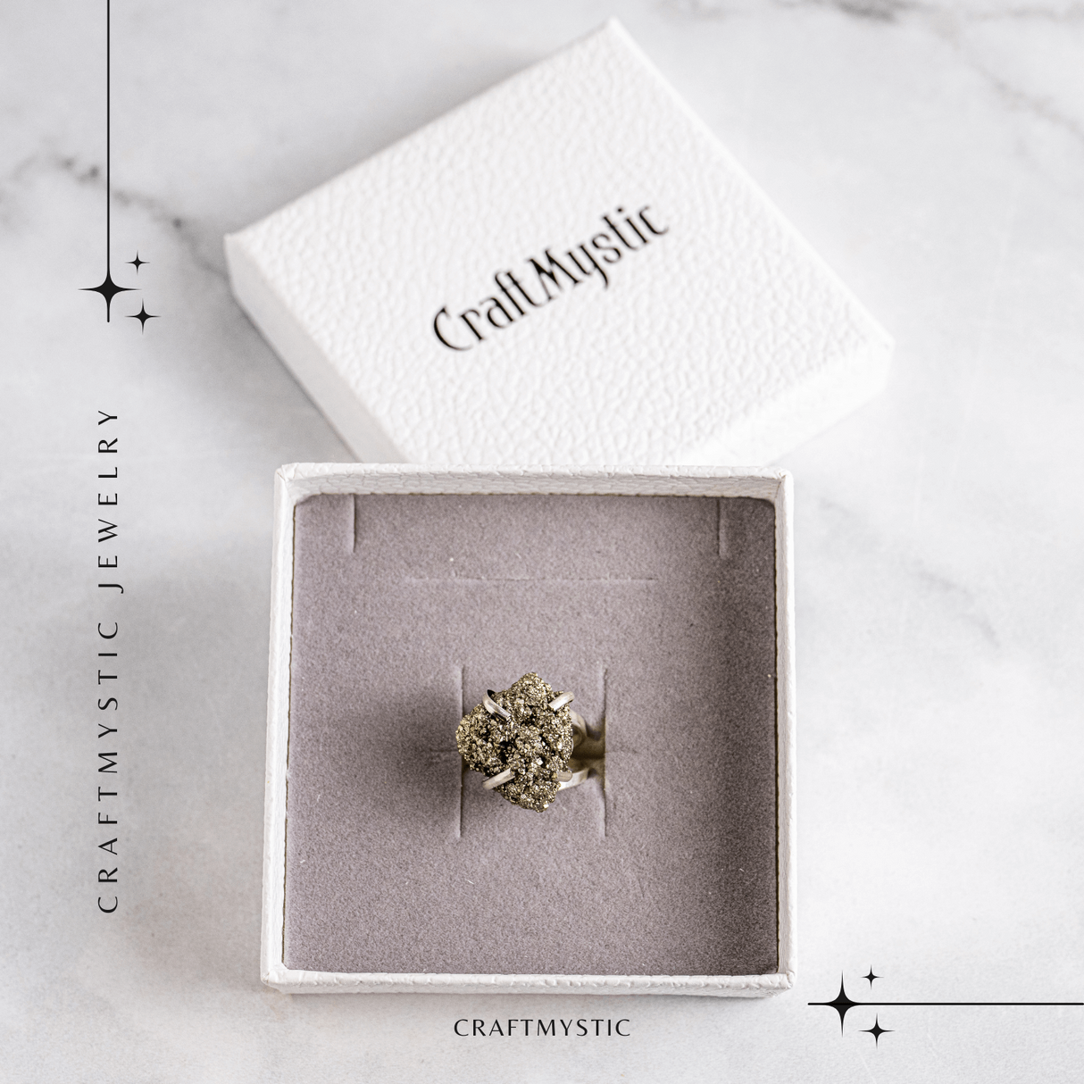 Inel ajustabil pentru abundenta – Pirita naturala pentru succes si protectie energetica