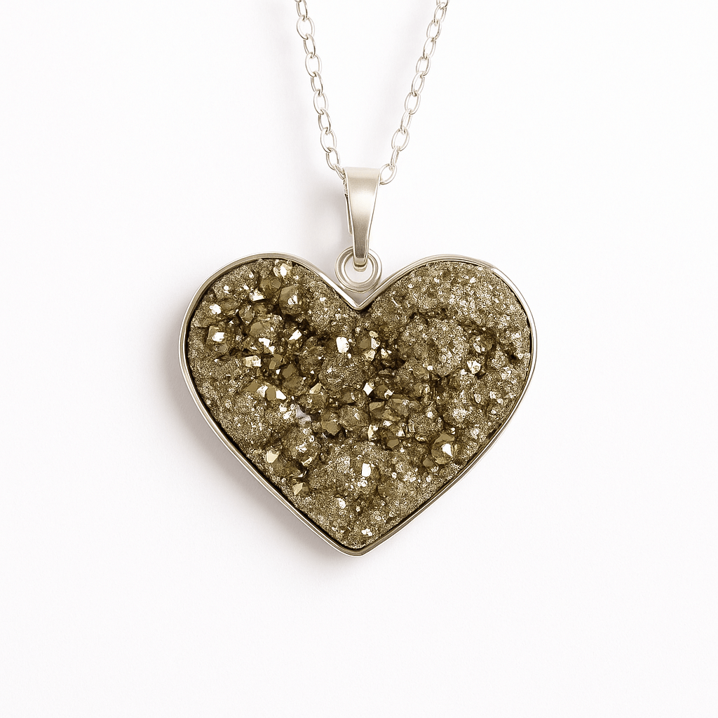 Putere si Incredere Zilnica – Colier Inima cu Pirita si Argint 925