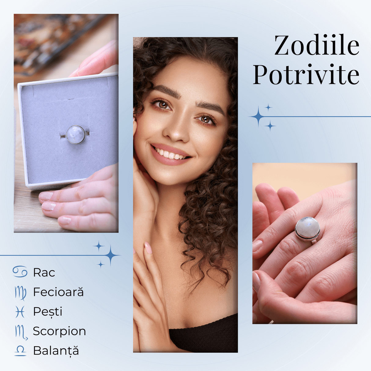 Inel Argintiu Ajustabil cu Piatra Lunii Curcubeu