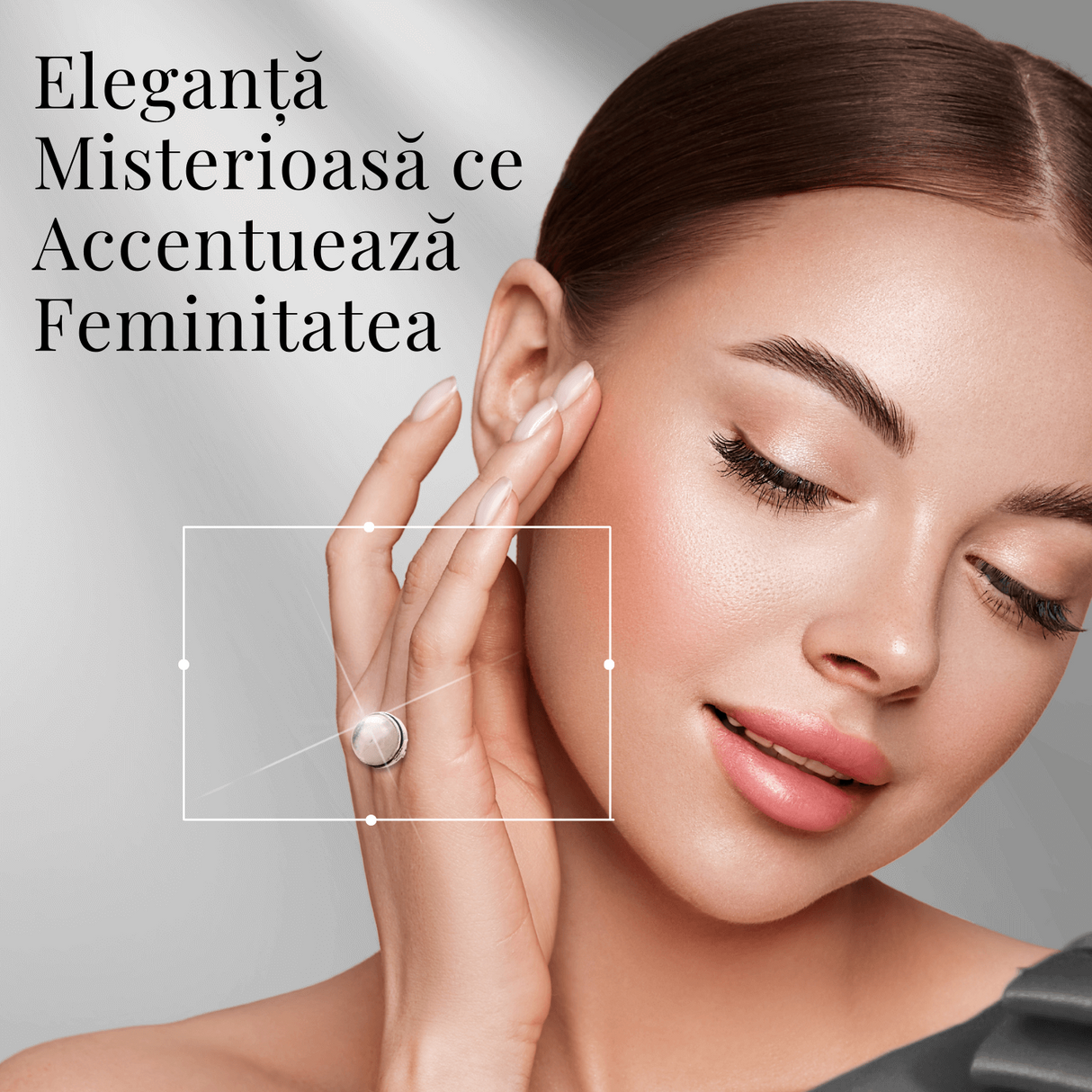 Inel Argintiu Ajustabil cu Piatra Lunii Curcubeu