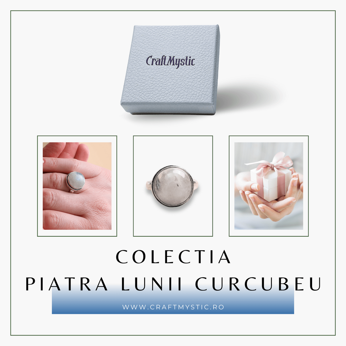 Inel Argintiu Ajustabil cu Piatra Lunii Curcubeu