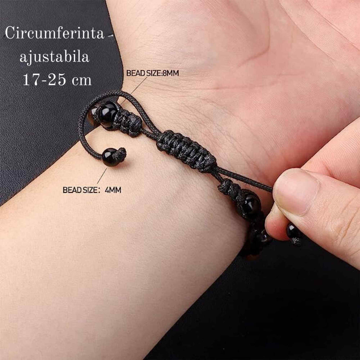 Set 2 bratari cu tripla protectie cu margele 8mm din Ochi de tigru, obsidian negru si hematit - Pentru barbati, femei, copii - Lucrate manual aduc noroc, prosperitate si fericire