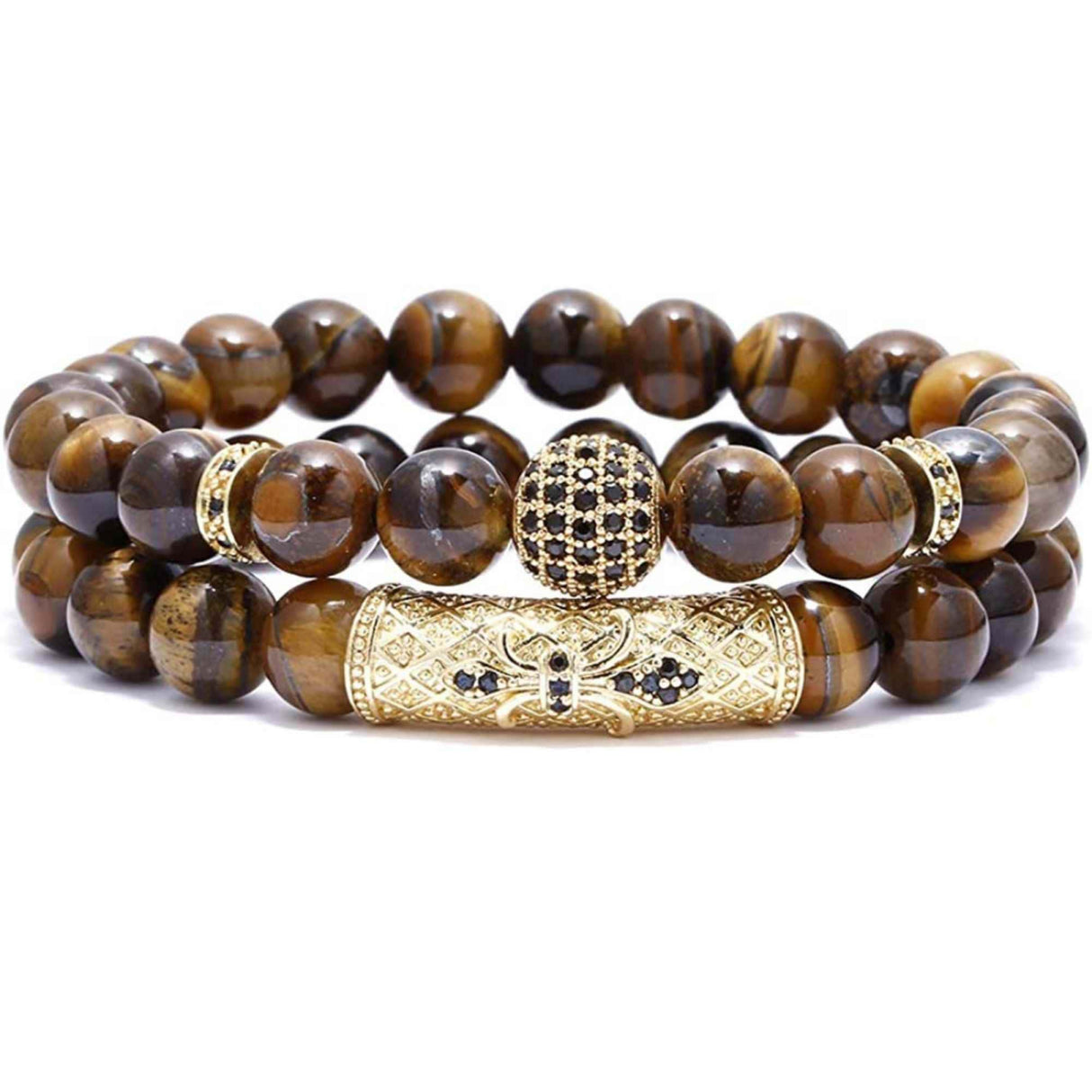 Set 2 Bratari elastice cu pietre semipretioase ochi de tigru de 8 mm – bratara pentru meditatie, yoga, reiki.